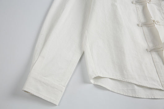 Camisa Unisex con Botones Nudos Chinos de Manga Larga - Image 12