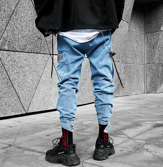 Pantalones Jeans Holgados Estilo Japonés con Bolsillos Grandes - Corte Recto Casual - Image 4