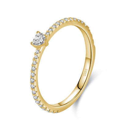 Anillo de Plata Esterlina S925 con Diamante Simulado en Forma de Corazón - Image 10