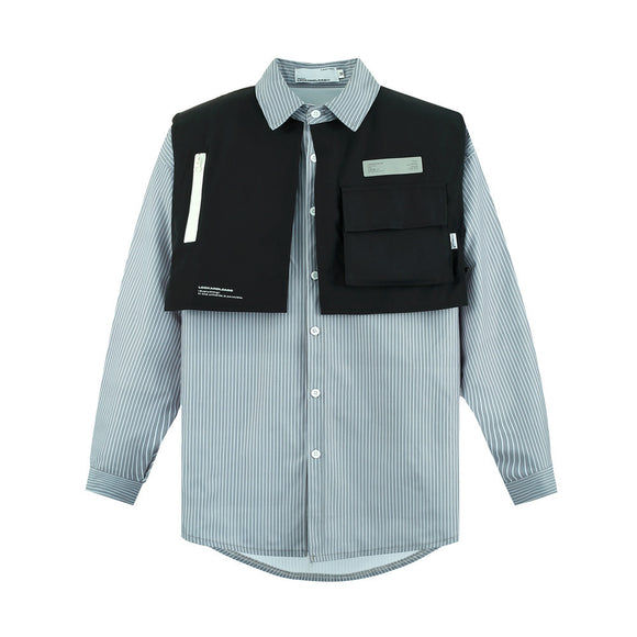Camisa de Manga Larga con Costuras Contrastadas