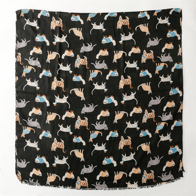 Bufanda Térmica de Algodón y Lino con Diseño de Gatos - Accesorio Fashion - Image 14