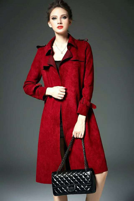 Abrigo Largo Slim Fit de Ante para Mujer - Elegancia y Calidez para Otoño e Invierno - Image 2