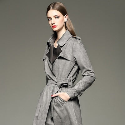Abrigo Largo Slim Fit de Ante para Mujer - Elegancia y Calidez para Otoño e Invierno - Image 3