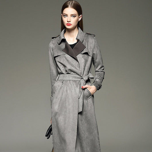 Abrigo Largo Slim Fit de Ante para Mujer - Elegancia y Calidez para Otoño e Invierno - Image 5
