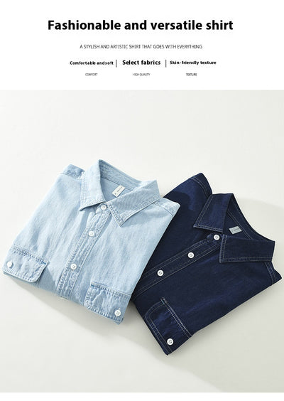 Blusa Denim Artística de Manga Larga Suelta y Casual - Image 18