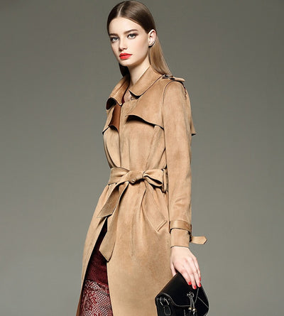 Abrigo Largo Slim Fit de Ante para Mujer - Elegancia y Calidez para Otoño e Invierno - Image 4