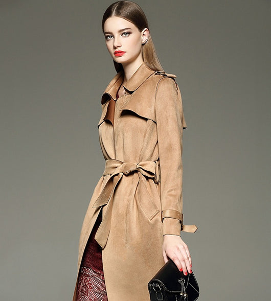 Abrigo Largo Slim Fit de Ante para Mujer - Elegancia y Calidez para Otoño e Invierno - Image 4