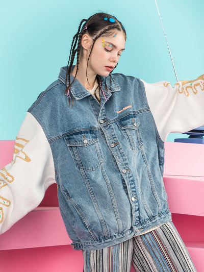 Chaqueta Denim Suelta Pareja - Diseño Casual con Costuras - Image 10