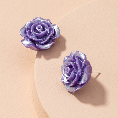 Aretes de Resina Transparente con Lámina de Oro y Rosas - Image 7