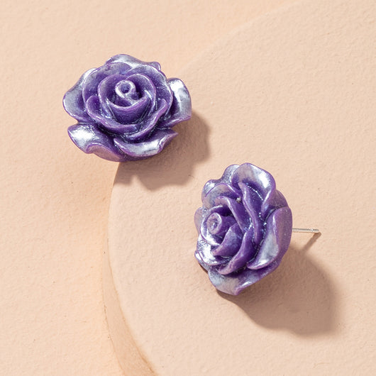 Aretes de Resina Transparente con Lámina de Oro y Rosas - Image 7