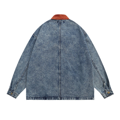 Chaqueta de Trabajo con Bordado de Hojas y Solapas Bicolor - Image 10