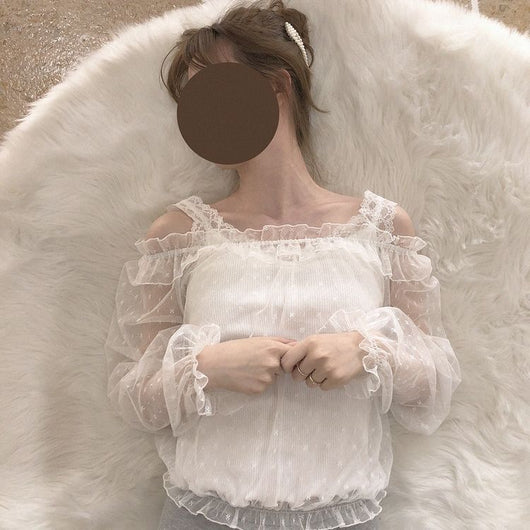 Blusa de Encaje con Volantes y Mangas Largas - Image 8