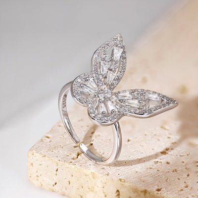 Anillo de Plata 925 con Mariposa de Circonitas y Diamantes Incrustados - Image 10
