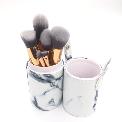 Set de 10 Brochas de Maquillaje con Patrón Mármol y Estuche - Image 6