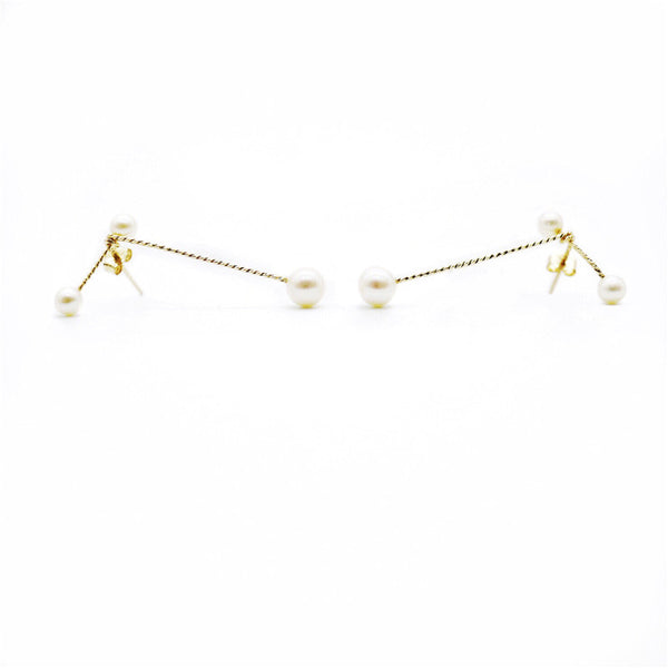 Aretes Geométricos con Perla - Diseño Minimalista Elegante - Image 5