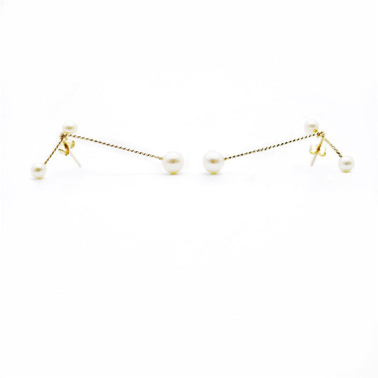 Aretes Geométricos con Perla - Diseño Minimalista Elegante - Image 5
