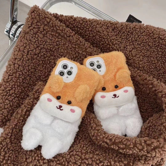 Funda Osito Peluche Compatible con Apple - Protección Suave para Otoño e Invierno
