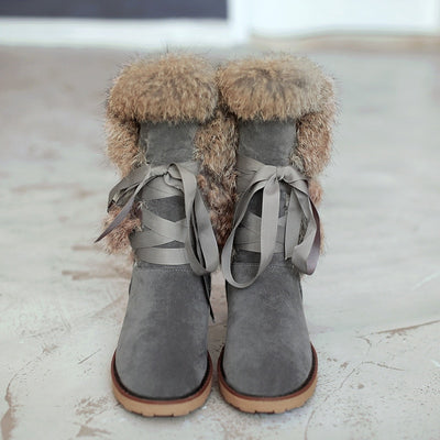 Botines de Tobillo con Piel de Conejo Real