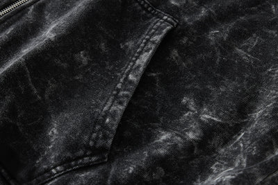 Cardigan Sudadera Holgada Negra Lavada Estilo Vintage para Hombre - Image 13