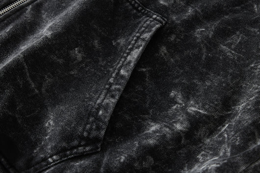 Cardigan Sudadera Holgada Negra Lavada Estilo Vintage para Hombre - Image 13