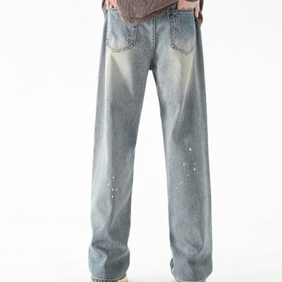 Pantalones Vaqueros Rectos con Desgarre Lavado a Agua para Hombre - Image 3