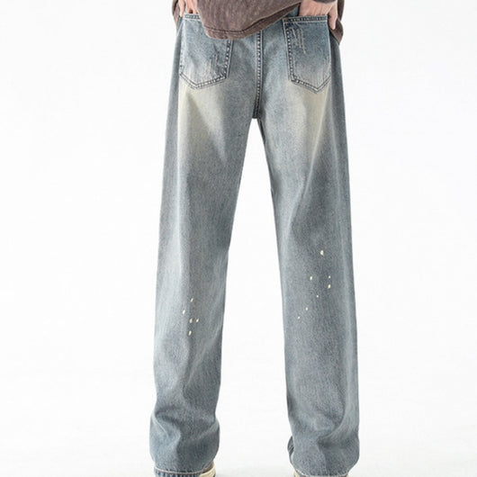 Pantalones Vaqueros Rectos con Desgarre Lavado a Agua para Hombre - Image 3