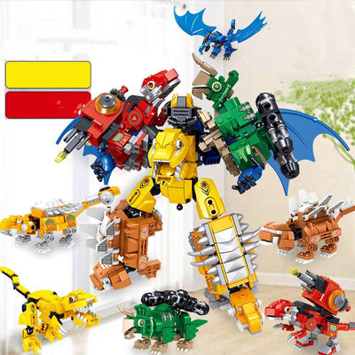 Robot Transformable de Bloques de Dinosaurio - Juguete Educativo Armable - Image 8