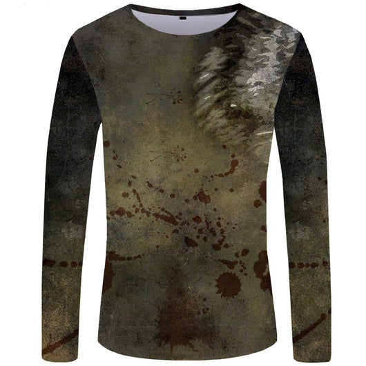 Camiseta Manga Larga Serie Lobo Impresión 3D para Hombre - Image 8