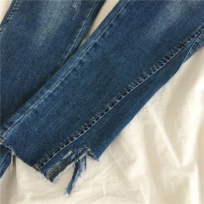 Pantalón Denim Recto Slim Fit Mujer - Diseño Irregular Moderno - Image 4