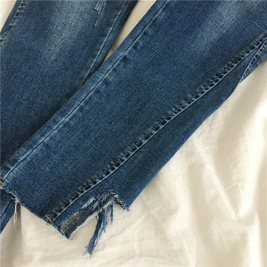 Pantalón Denim Recto Slim Fit Mujer - Diseño Irregular Moderno - Image 4