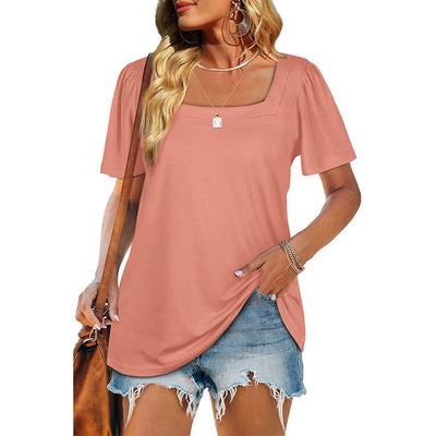 Camiseta de Cuello Cuadrado con Rayas Fruncidas para Mujer - Image 13