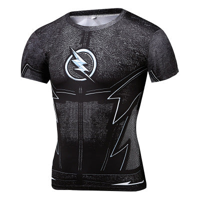 Camiseta Deportiva Hombre Manga Corta Estampado 3D Rayo - Secado Rápido