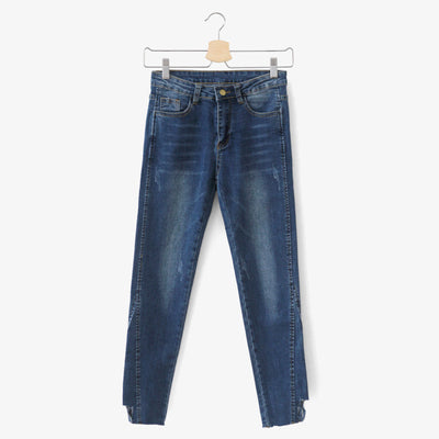 Pantalón Denim Recto Slim Fit Mujer - Diseño Irregular Moderno - Image 6