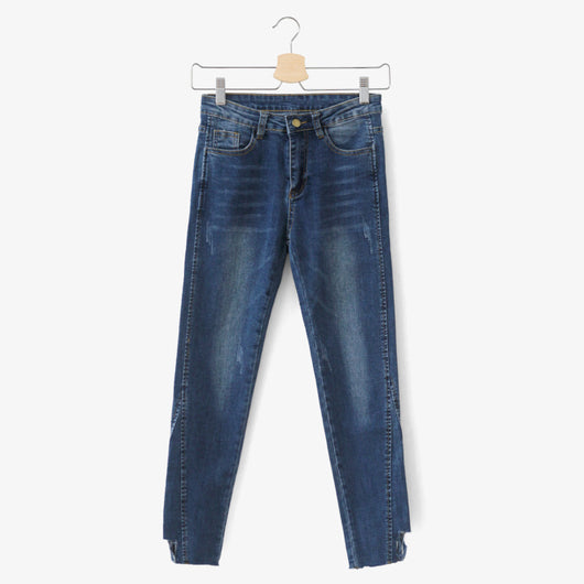 Pantalón Denim Recto Slim Fit Mujer - Diseño Irregular Moderno - Image 6