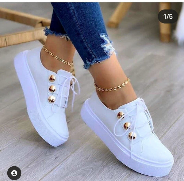 Mocasines Blancos de Punta Cuadrada con Plataforma Suave