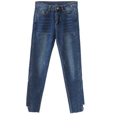 Pantalón Denim Recto Slim Fit Mujer - Diseño Irregular Moderno - Image 5