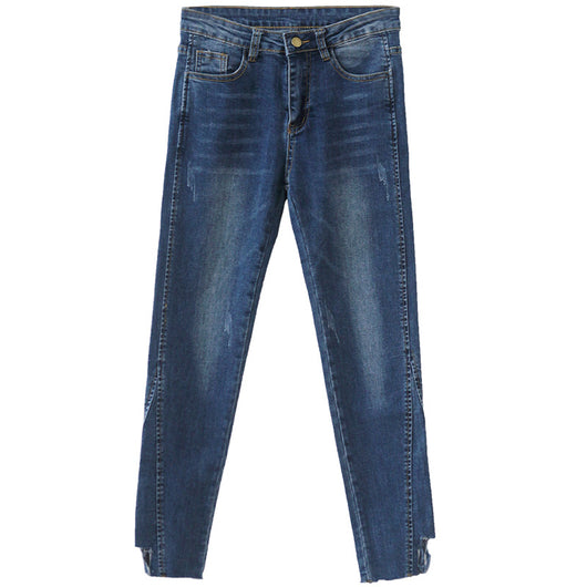 Pantalón Denim Recto Slim Fit Mujer - Diseño Irregular Moderno - Image 5