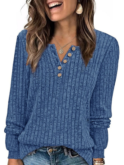 Playera Mujer Cuello Redondo Rayas Hundidas Botones Decorativos - Image 13