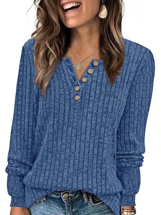 Playera Mujer Cuello Redondo Rayas Hundidas Botones Decorativos - Image 13