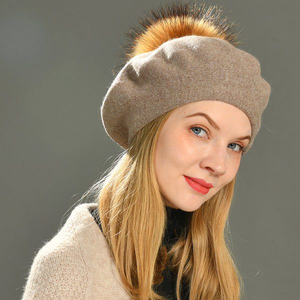 Boina de Lana Tejida para Mujer - Estilo Casual Otoño Invierno