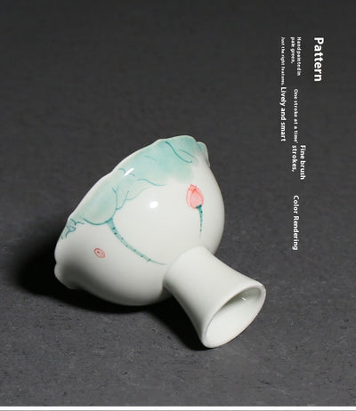 Taza de Té Porcelana con Loto Pintado a Mano - Caja de Regalo - Image 11