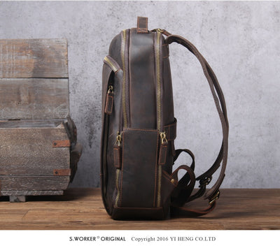 Mochila de Cuero Vintage Simplicity para Hombre - Image 12