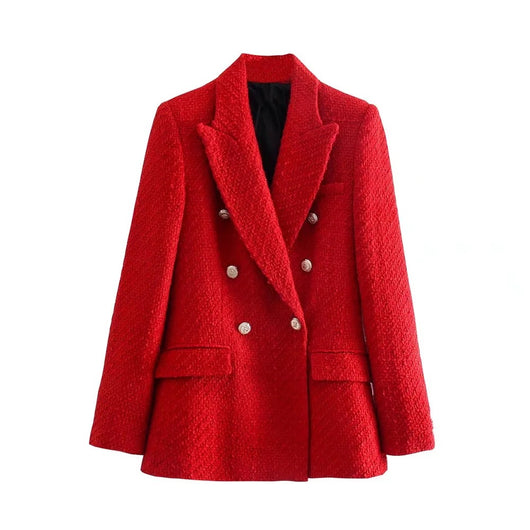 Blazer Doble Botonadura Estilo Europeo Casual para Mujer