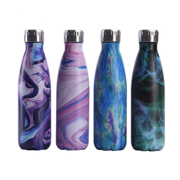 Vaso Térmico Doble Capa con Diseño Mármol - Botella Elegante Boca Estrecha
