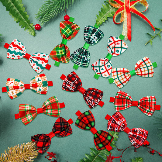 Moño Navideño a Cuadros para Perros y Gatos - Múltiples Colores