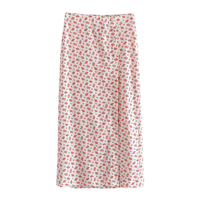 Conjunto de Blusa y Falda de Lino con Estampado Floral Estilo Europeo - Image 6