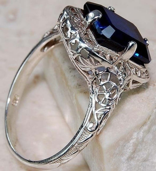 Anillo de Diamante y Zafiro en Plata 925 - Diseño Europeo para Compromiso - Image 2