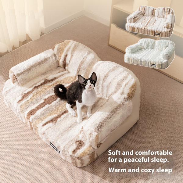 Cama Elevada para Mascotas con Respaldo Acolchado y Forro Térmico