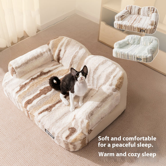 Cama Elevada para Mascotas con Respaldo Acolchado y Forro Térmico