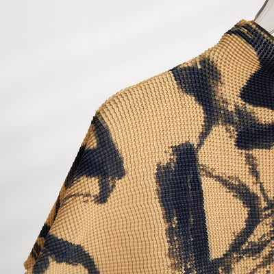 Vestido Camiseta Manga Corta con Cuello Alto Drapeado para Verano - Image 3